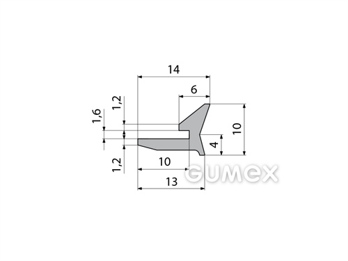 Silikónový profil tvarový, 10x14mm, 70°ShA, -60°C/+180°C, šedý (RAL 7040)